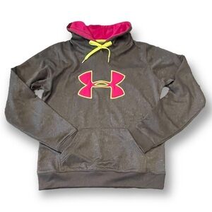 NWOT-UNDER Armour-Size M-UA Storm-Gray, Pink, & Neon Green Logo Hoodie